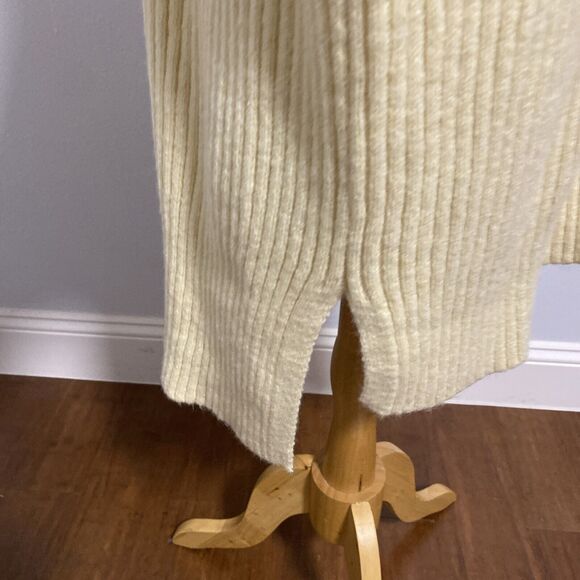 LilluSory Loose Turtleneck Sweater Dress S Oversize Ribbed Knit Slit Pullover - Picture 5 of 11